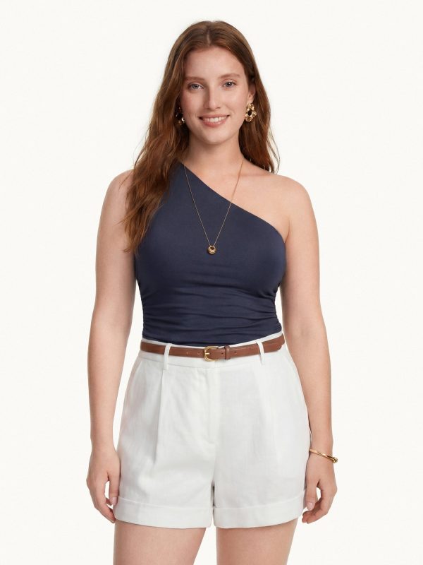 Linen Knit One Shoulder Bra Tank