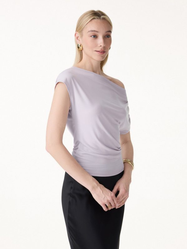 Cool-Touch Asymmetrical Ruched Shoulder Top