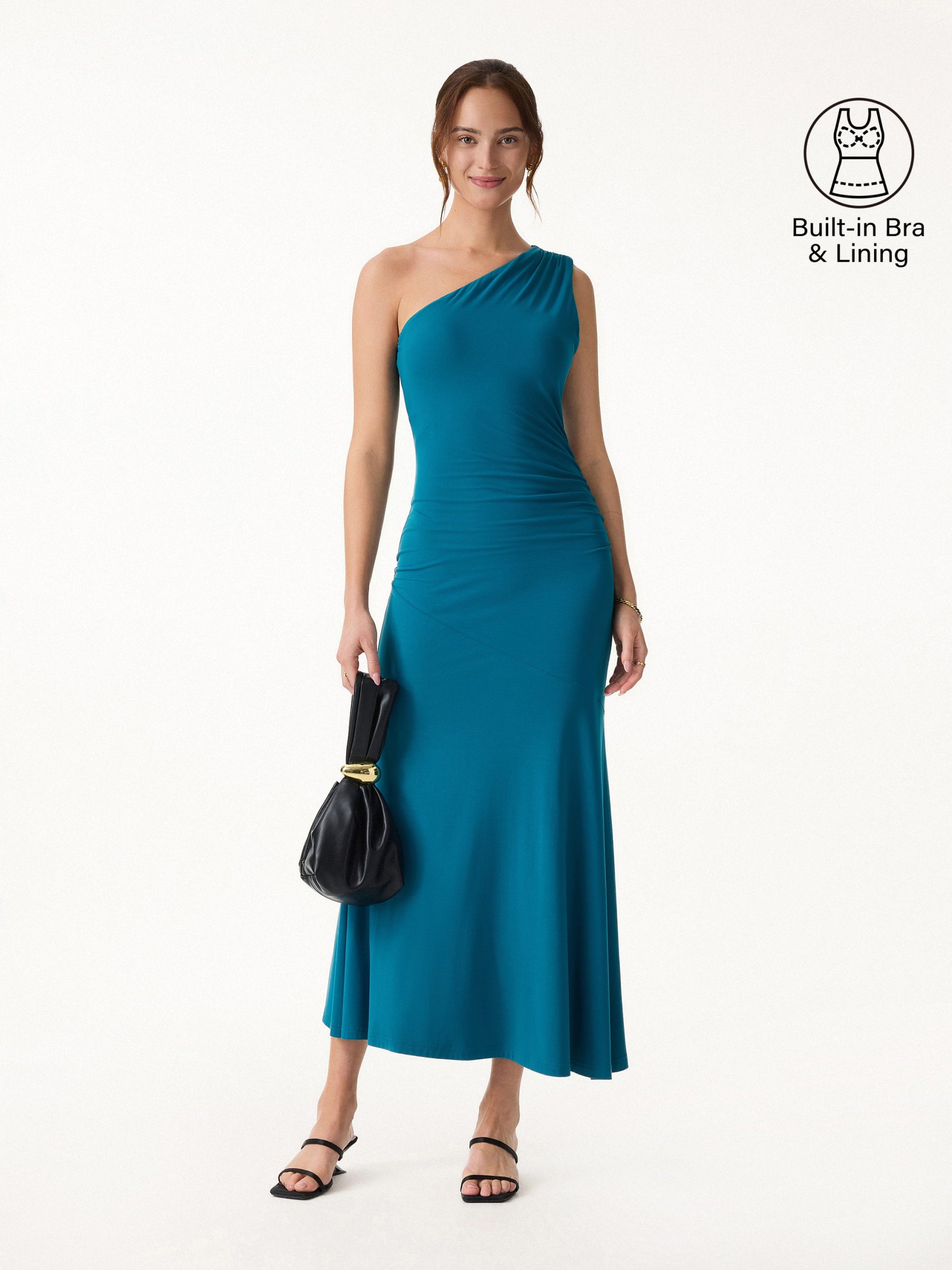 SkinKiss Ruched One Shoulder Maxi Bra Dress - Image 1