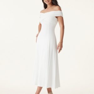 Flowy Criss Cross Off-shoulder Midi Bra Dress - Image 6