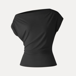 Cool-Touch Asymmetrical Ruched Shoulder Top - Image 12