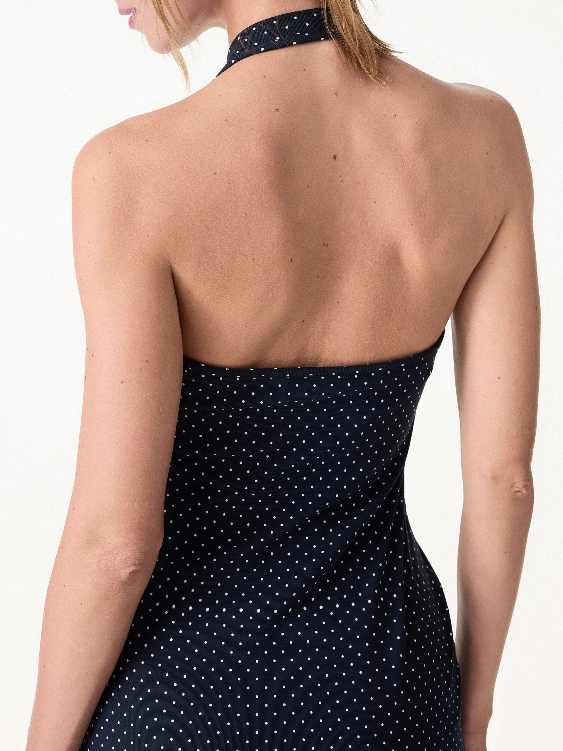 Soft Stretch Cotton Halter Neck Polka Dot Mini Bra Dress Limited Edition - Image 6