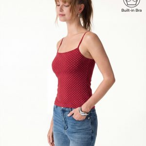 Stretch Cotton Polka Dot Adujstable Spaghetti Bra Top Limited Edition - Image 1