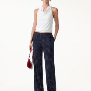 Stretch Cotton Polka Dot Wide Leg Pull-On Pants with Pockets Limited Edition