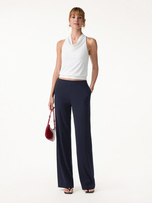 Stretch Cotton Polka Dot Wide Leg Pull-On Pants with Pockets Limited Edition