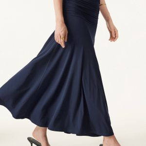 Ultrasoft Mid Rise A-line Ruched Maxi Skirt - Image 4