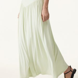 Ultrasoft V-shape Waist Gathred Maxi Circle Skirt with Pockets - Image 8
