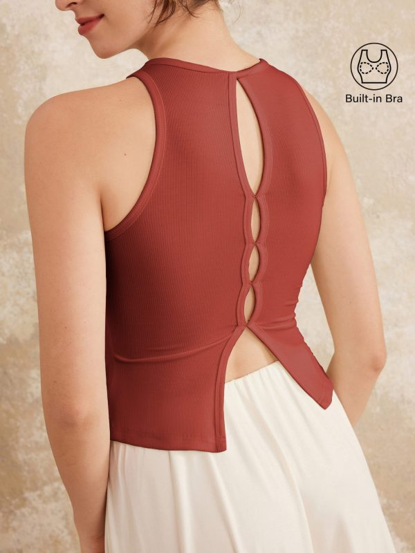 Crewneck Cut-out Bandless Bra Tank