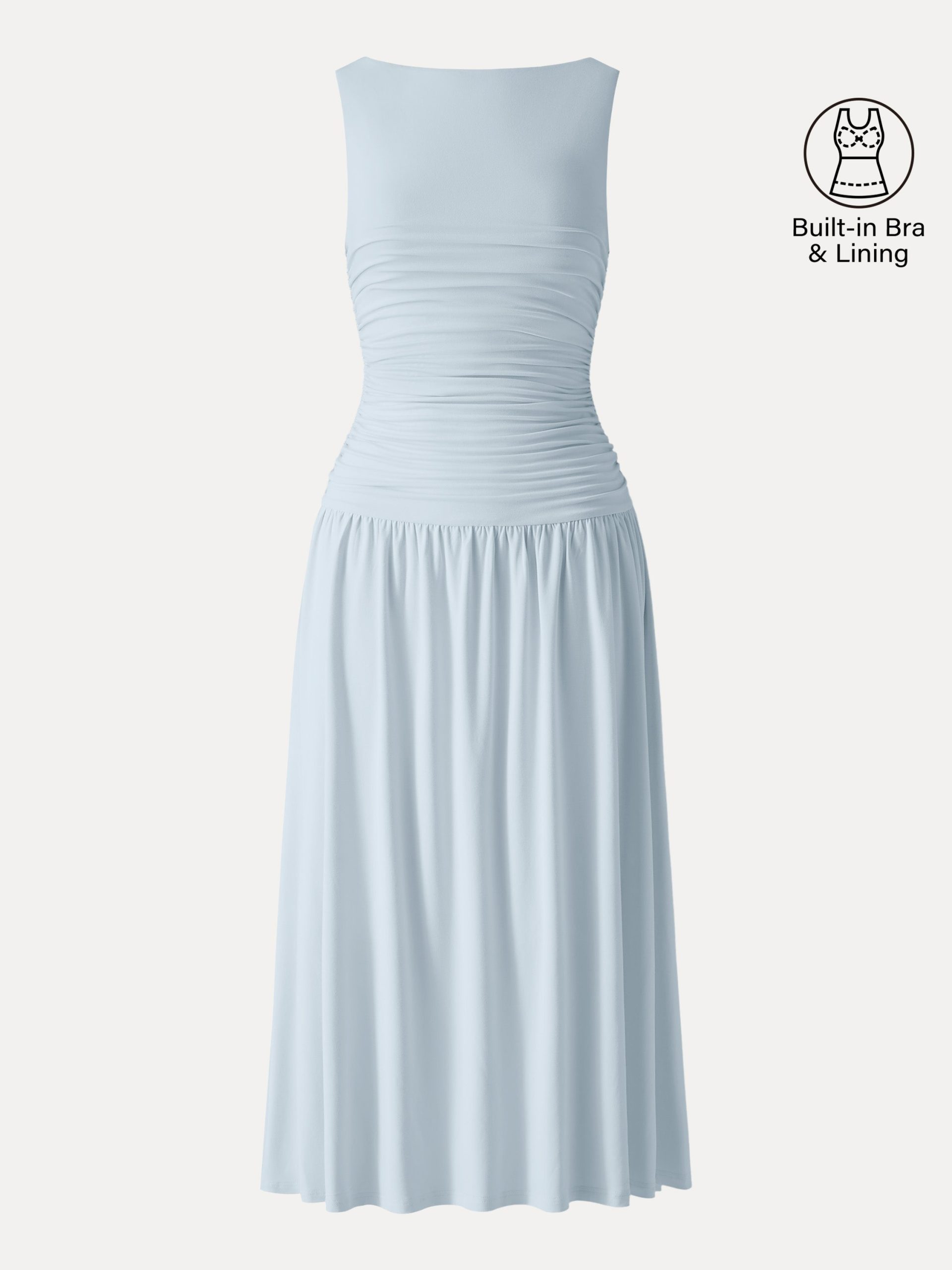 SkinKiss Cooling Boatneck Ruched Midi Bra Dress - Image 14