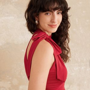 Side Ruched High Tie Neck New Airy Bra Tank - Image 9