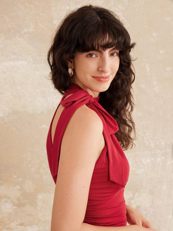 Side Ruched High Tie Neck New Airy Bra Tank