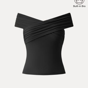 Criss Cross Off Shoulder New Airy Bra Top - Image 21