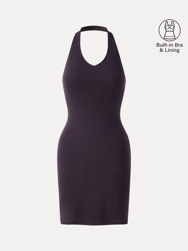 Classic Halter Neck Opend Back Mini Bra Dress