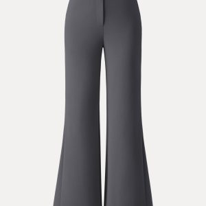 Wrinkle-Resistant High Rise Flared Trousers with Pockets - Image 10