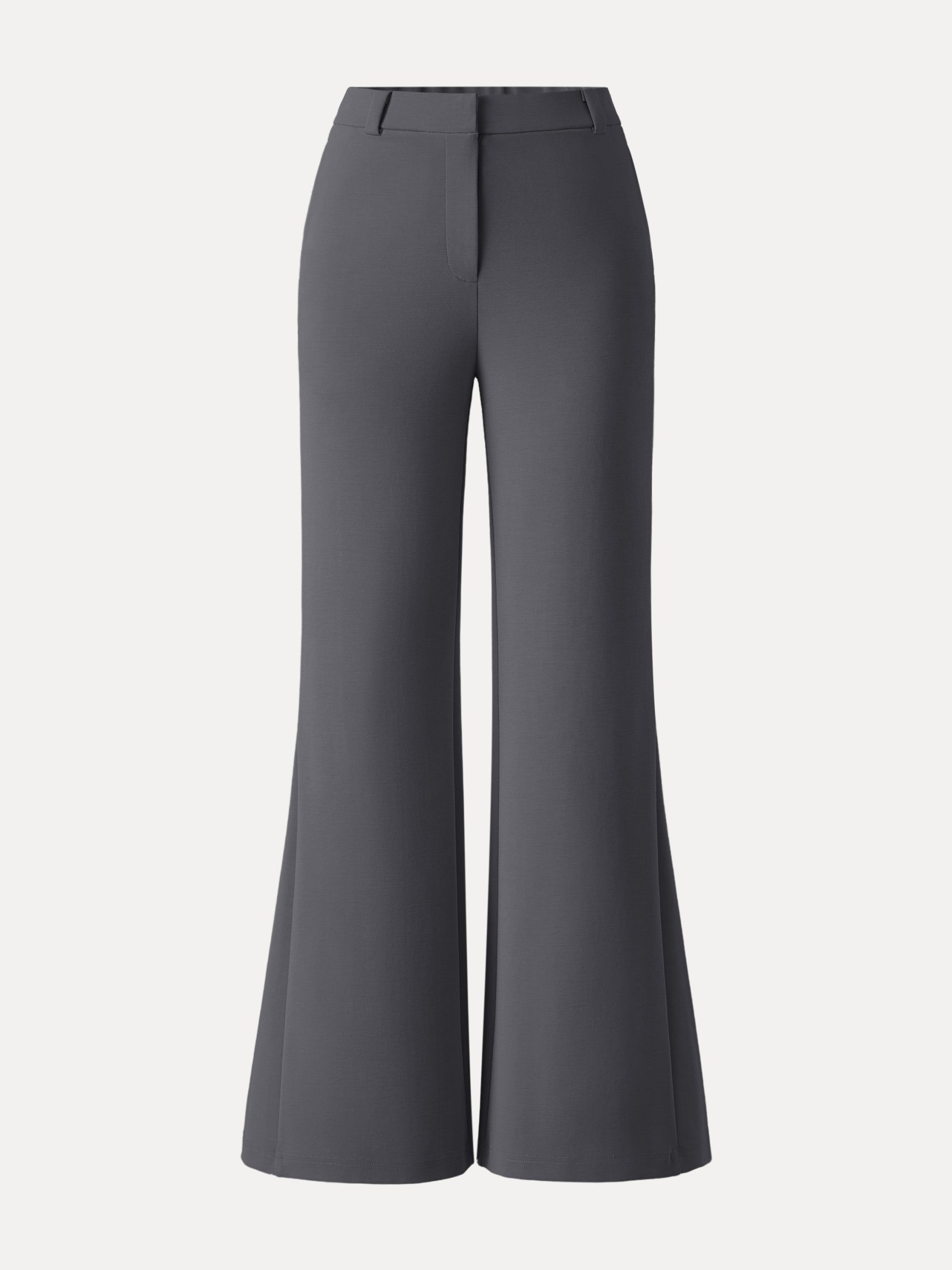 Wrinkle-Resistant High Rise Flared Trousers with Pockets - Image 10