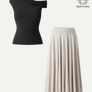 2Pcs Set Multi-wear Bra Top & Volume Skirt with Pockets - Image 3
