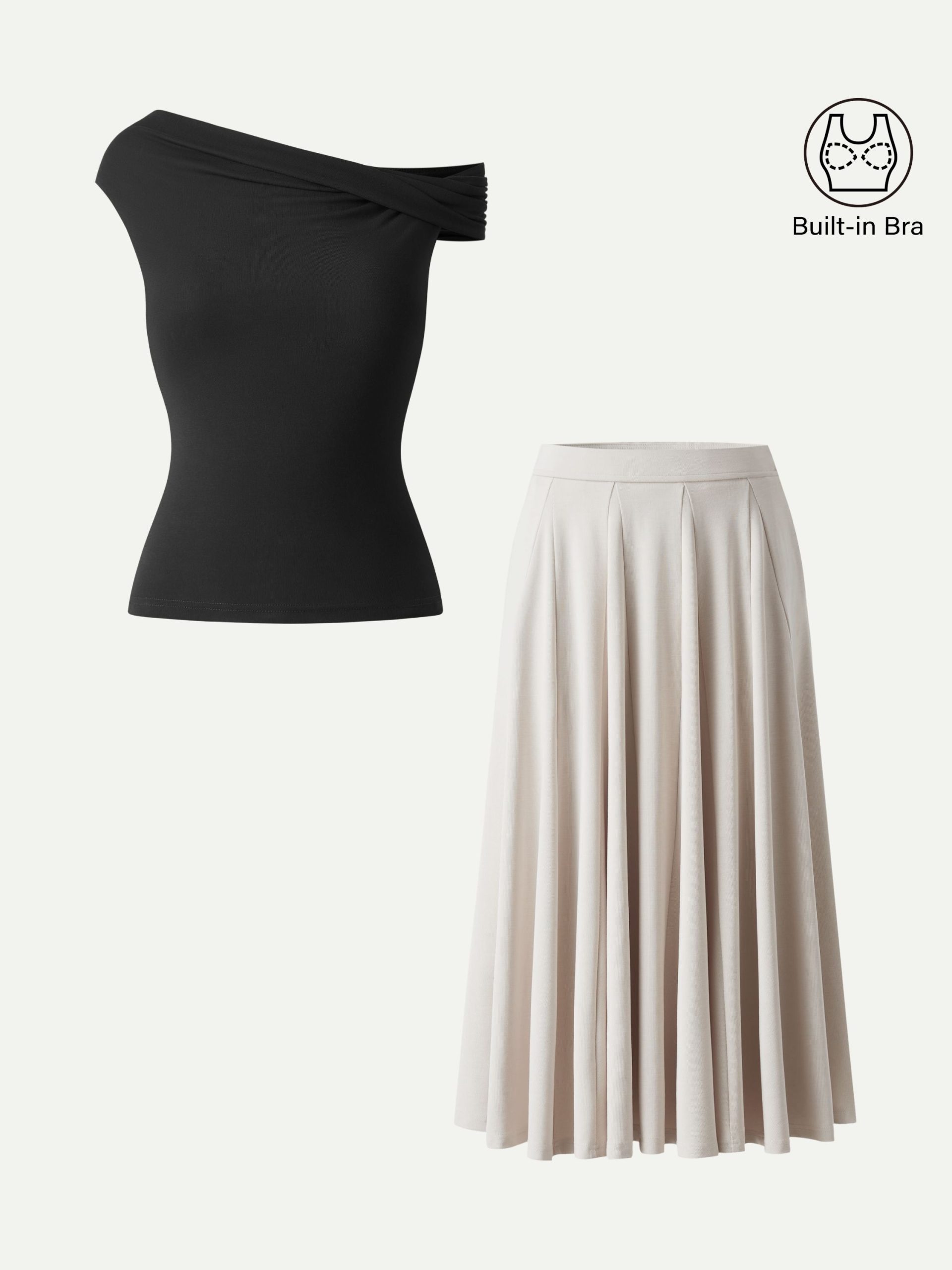 2Pcs Set Multi-wear Bra Top & Volume Skirt with Pockets - Image 3