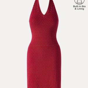 Soft Stretch Cotton Halter Neck Polka Dot Mini Bra Dress Limited Edition - Image 16