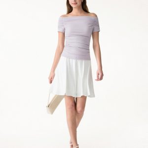 Stretch Lyocell Off-Shoulder Ruched Bra Top - Image 4