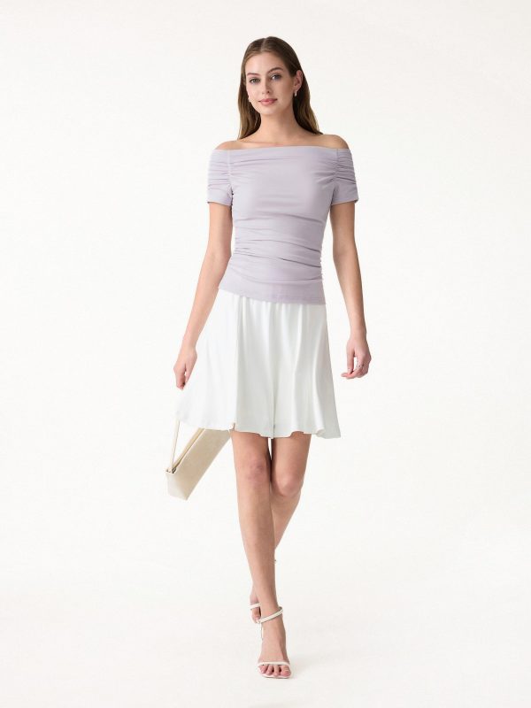Stretch Lyocell Off-Shoulder Ruched Bra Top