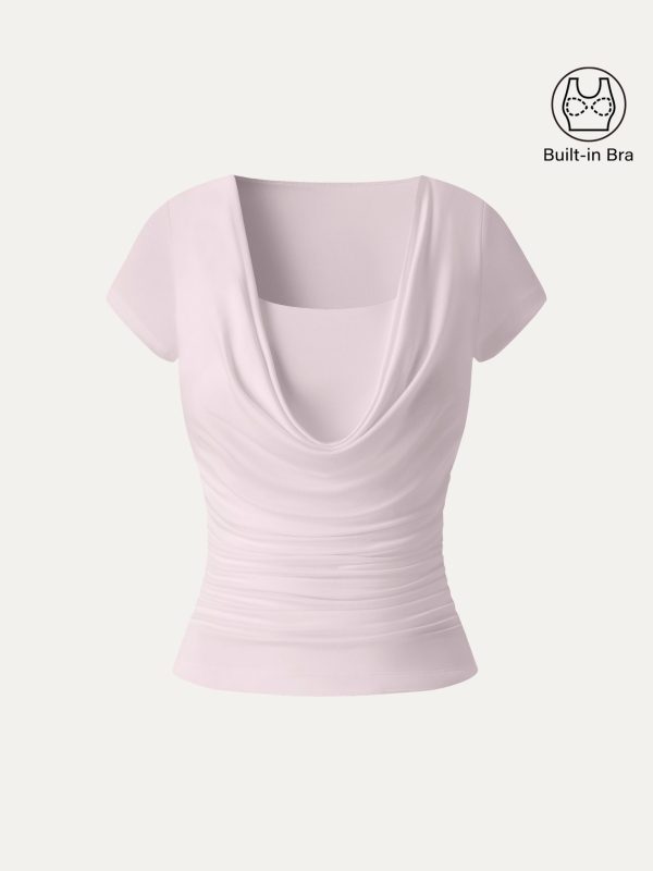 Smoothing Cowl Neck Ruched Bra Top