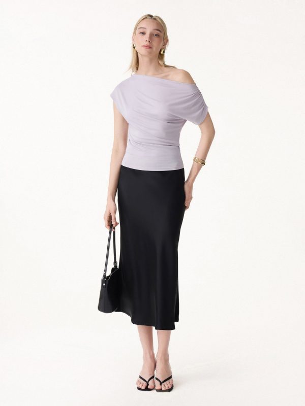 Cool-Touch Asymmetrical Ruched Shoulder Top