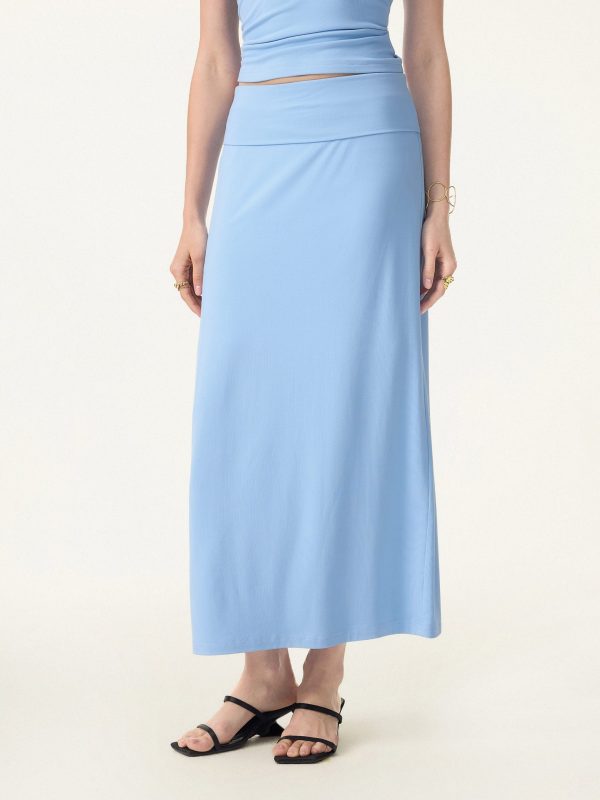 SkinKiss Cooling Fold-Down Waistband Midi Column Skirt