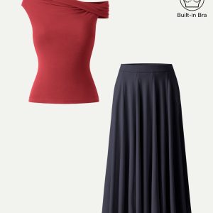 2Pcs Set Multi-wear Bra Top & Volume Skirt with Pockets - Image 8