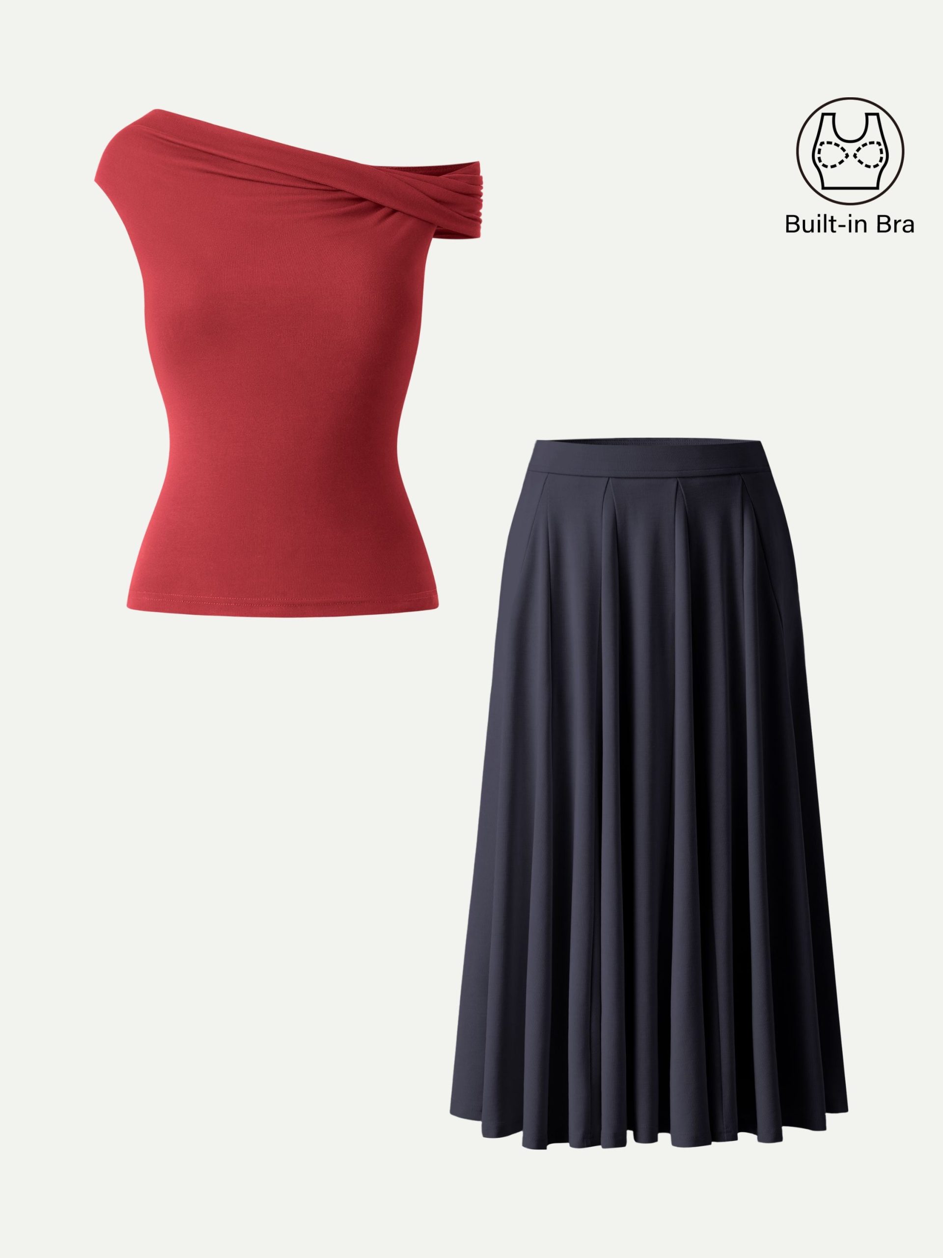 2Pcs Set Multi-wear Bra Top & Volume Skirt with Pockets - Image 8