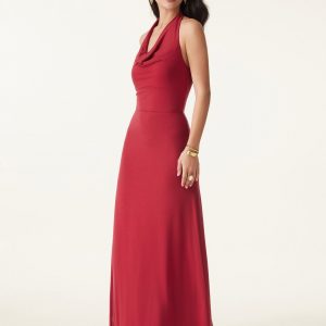Stunning Cowl Neck Flared Maxi Bra Dress - Image 7