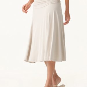 Flowy Side Ruched A-line Midi Skirt - Image 7