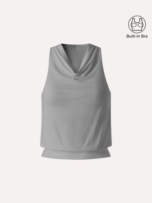 SkinKiss Not-See-Thru Halter Cowl Neck Bra Top