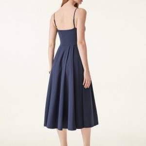 Bamboo Ponte V-neck Fit-and-flare Midi Bra Sundress with Pockets - Image 2