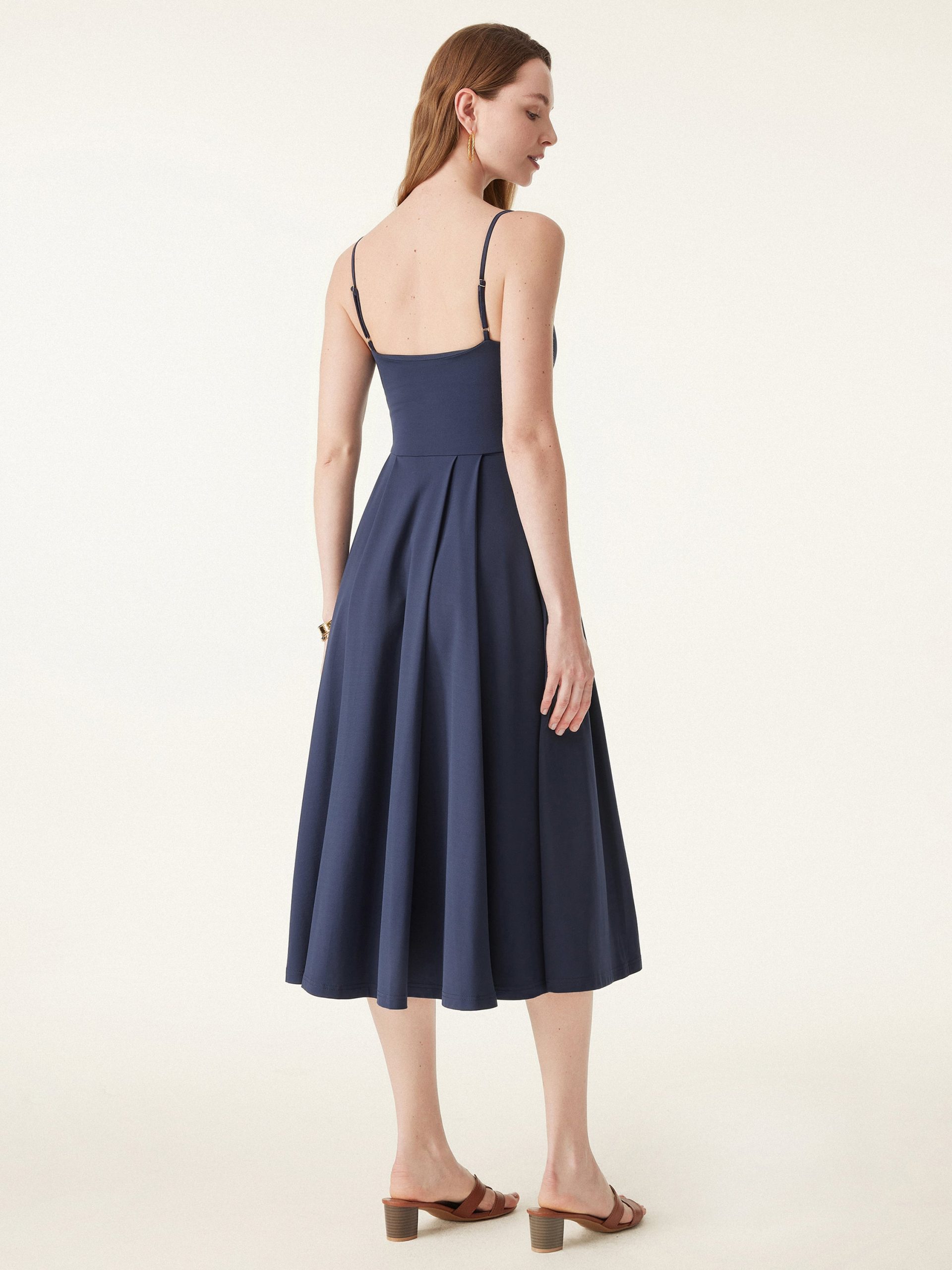 Bamboo Ponte V-neck Fit-and-flare Midi Bra Sundress with Pockets - Image 2