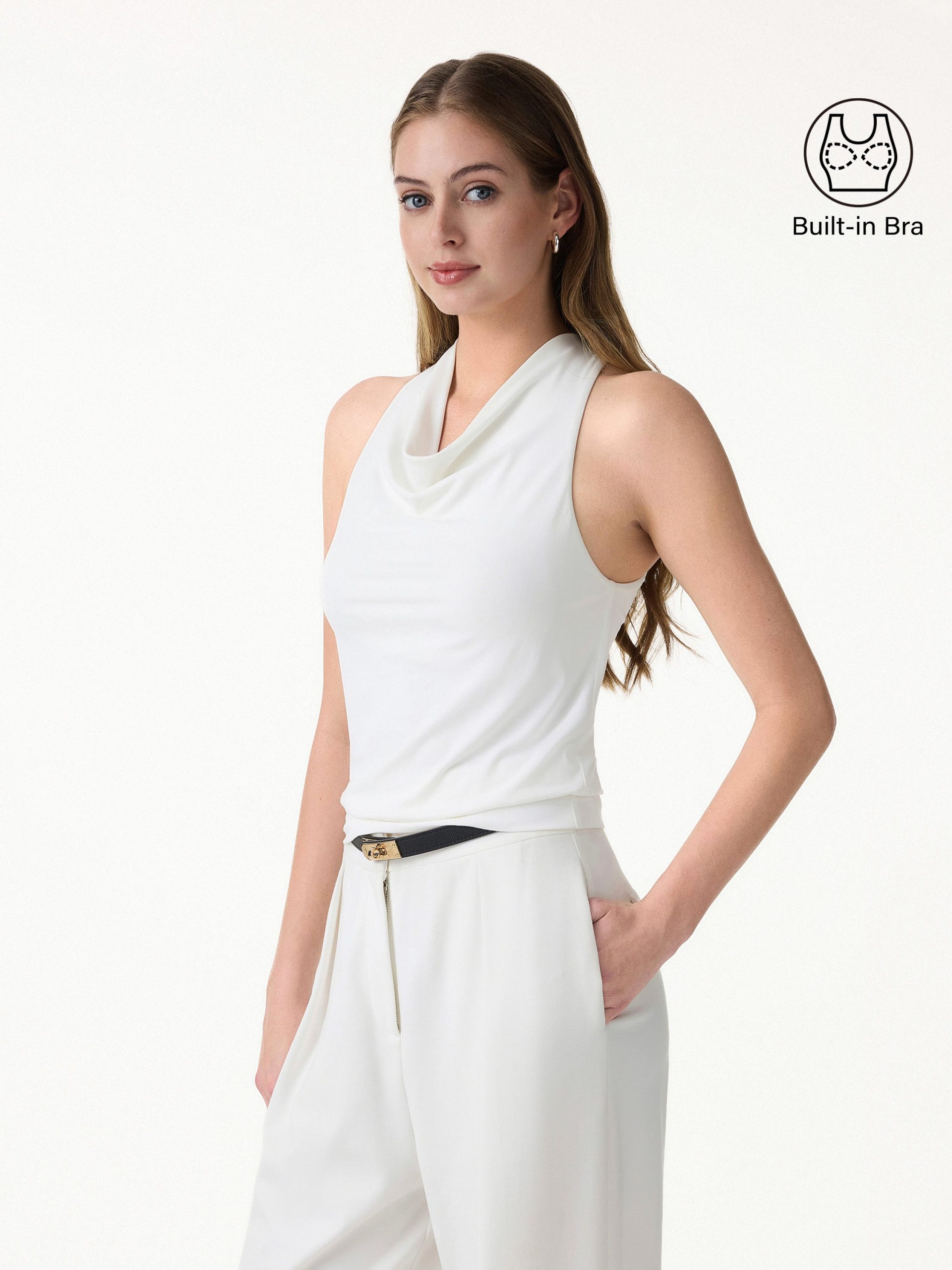 SkinKiss Not-See-Thru Halter Cowl Neck Bra Top - Image 5
