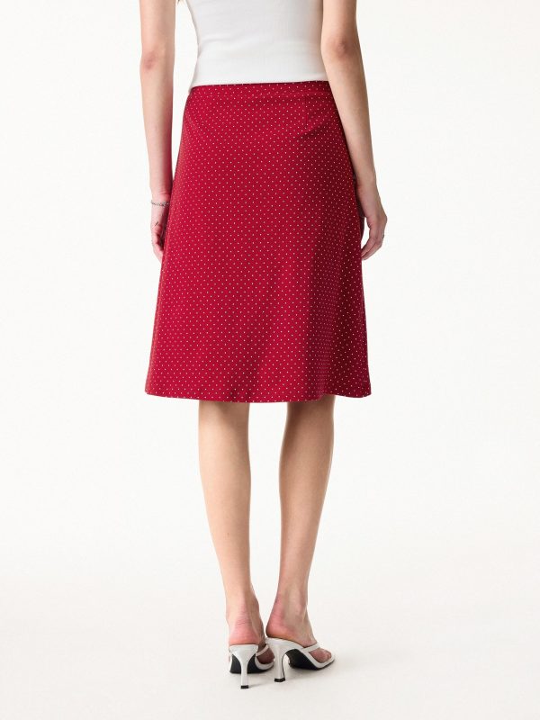 2Pcs Set Boatneck Flutter Sleeves Polka Dot Top & A-Line Flare Skirt Limited Edition