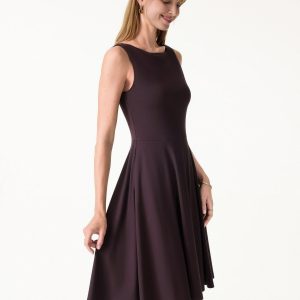 Stretchy Boatneck Fit-and-Flare Mini Bra Dress with Pockets - Image 8
