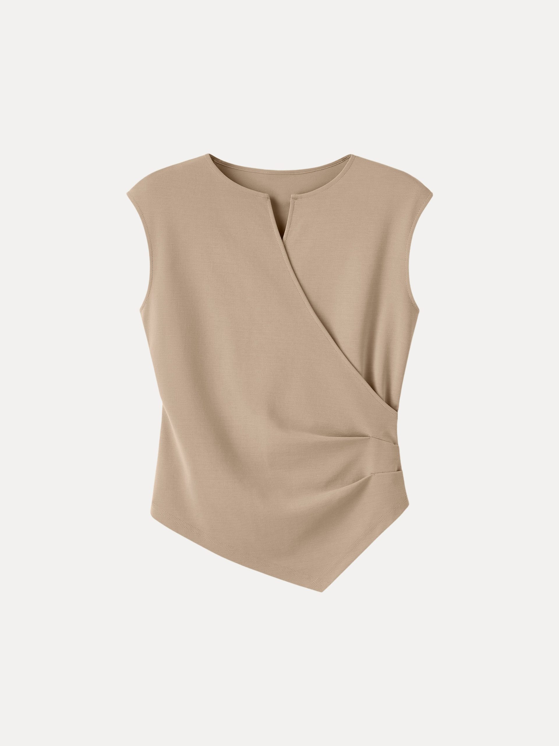 Surplice Wide Shoulder Tucked Angled Tank Top - Image 10