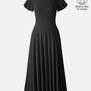 SkinKiss Boatneck Fit-and-Flare Maxi Travel Bra Dress with Pockets - Image 6
