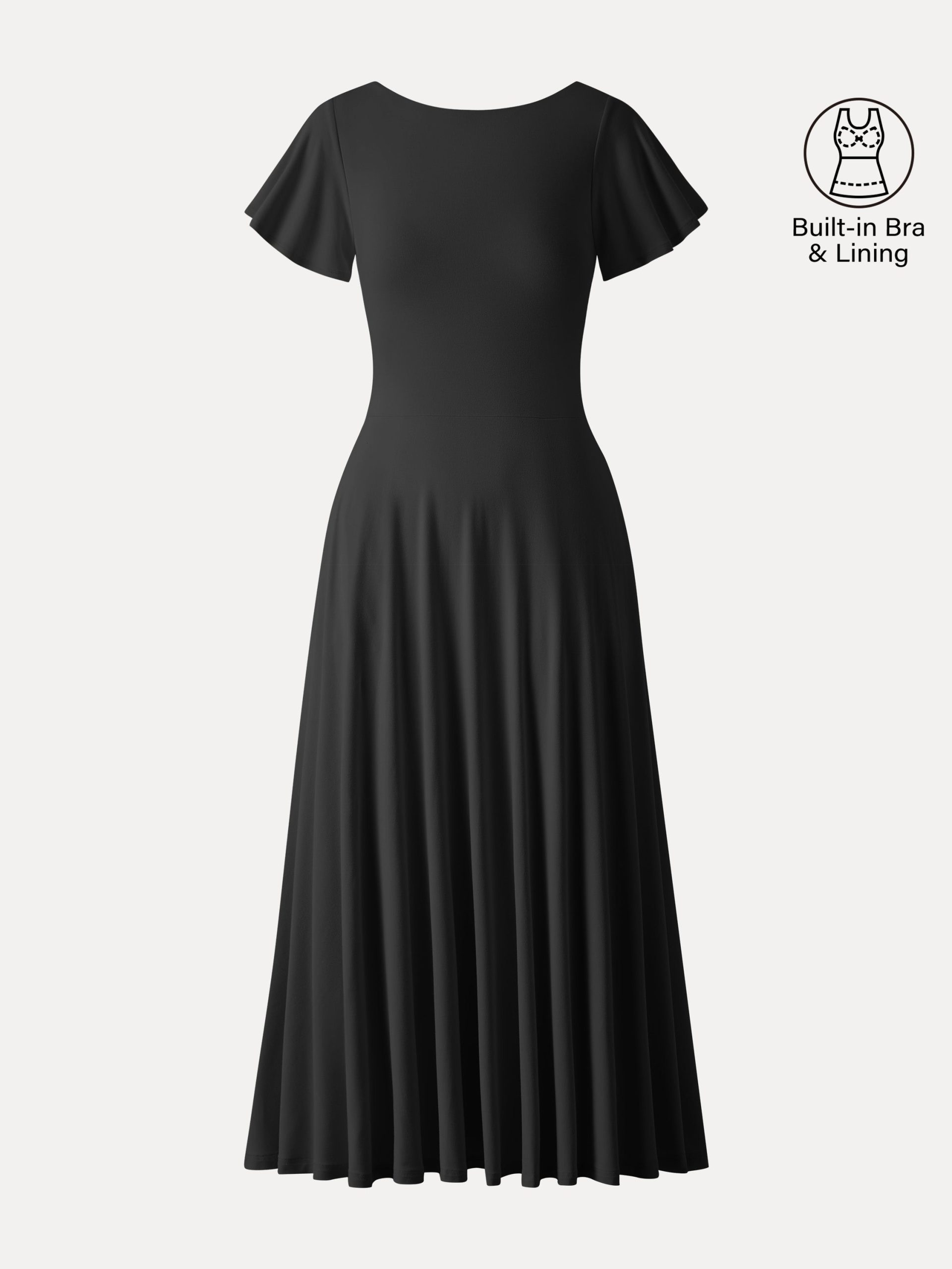 SkinKiss Boatneck Fit-and-Flare Maxi Travel Bra Dress with Pockets - Image 6
