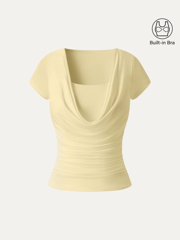 Smoothing Cowl Neck Ruched Bra Top
