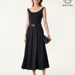 Balletic Scoop Neck Midi Bra Dress with Pockets - Image 2
