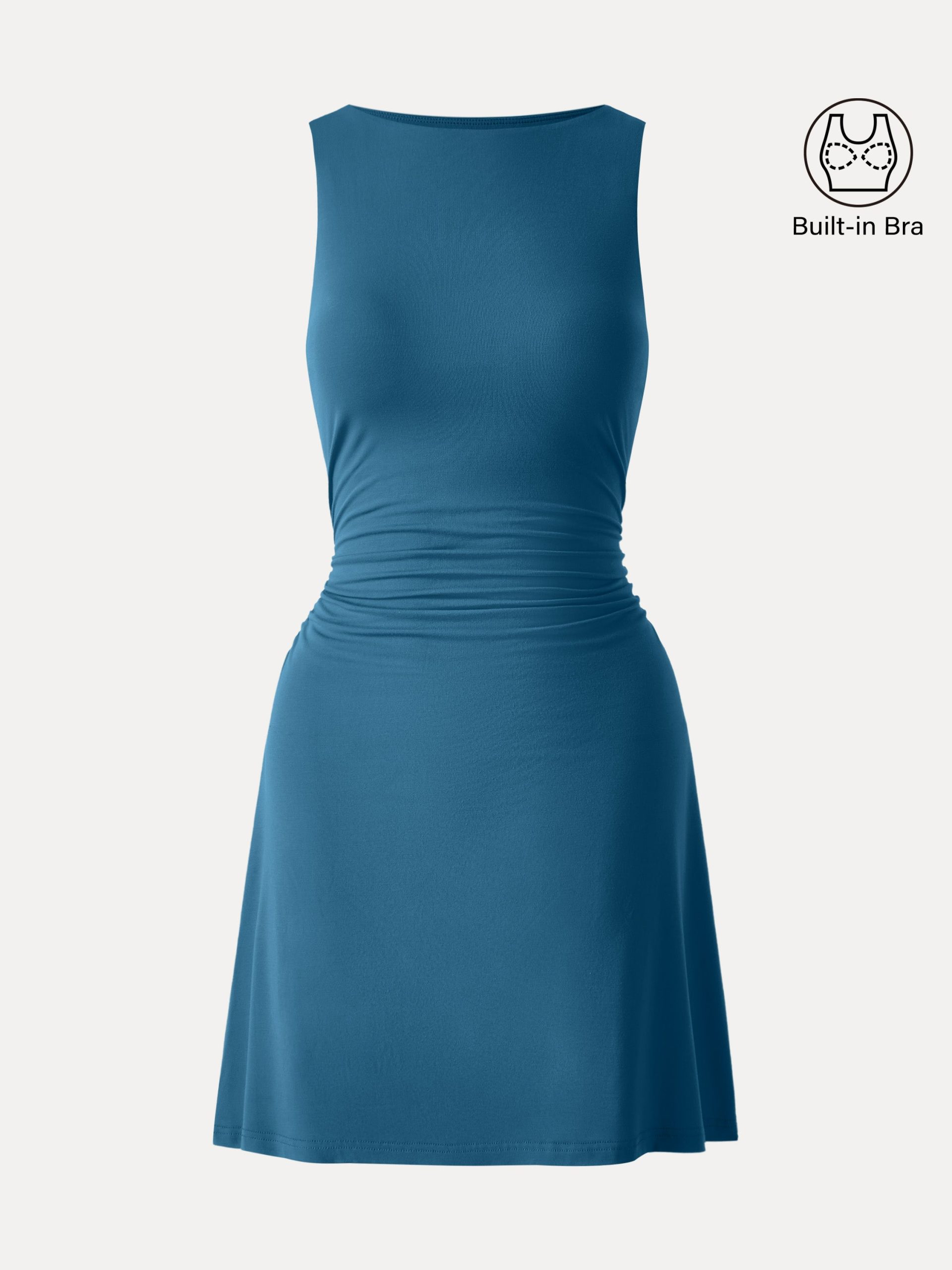 SkinKiss Boatneck Ruched A-line Mini Bra Dress - Image 13
