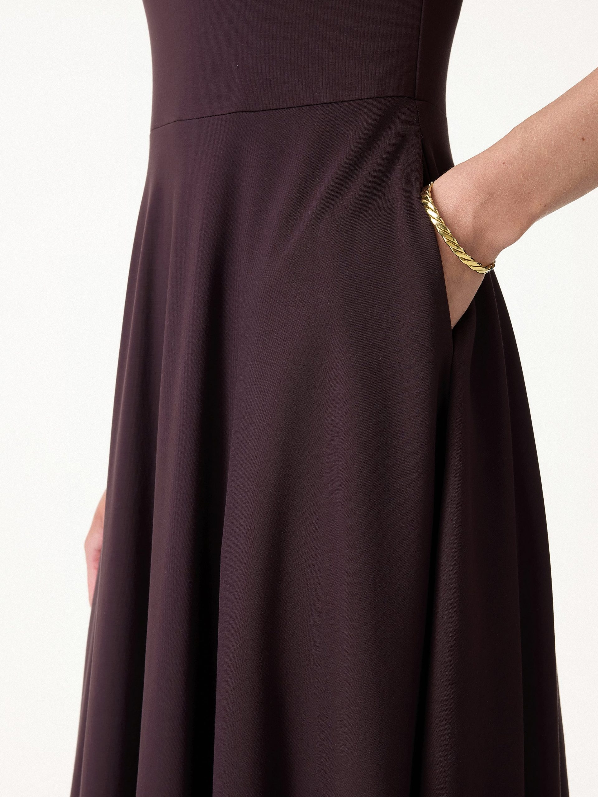 Stretchy Boatneck Fit-and-Flare Mini Bra Dress with Pockets - Image 5