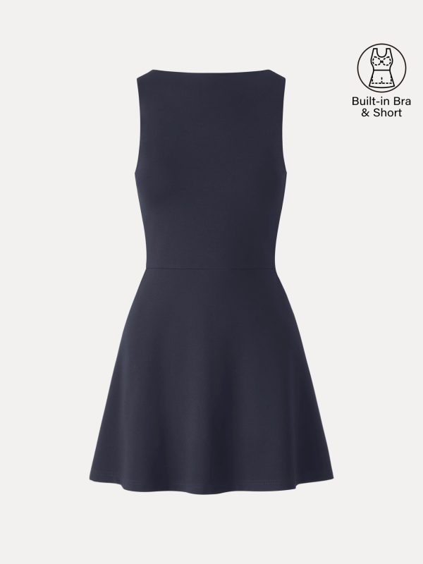 Classy Boatneck Fit-and-Flare Mini Bra Dress