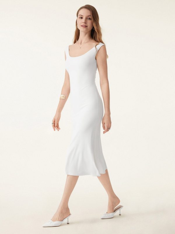 Scoop Neck Midi Low Back Bra Dress