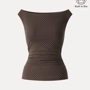 Stretch Cotton Polka Dot Boatneck Ruched Bra Top Limited Edition - Image 19