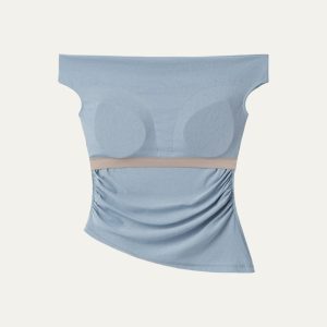 Off Shoulder Cotton-Linen Gathered New Airy Bra Tank - Image 10