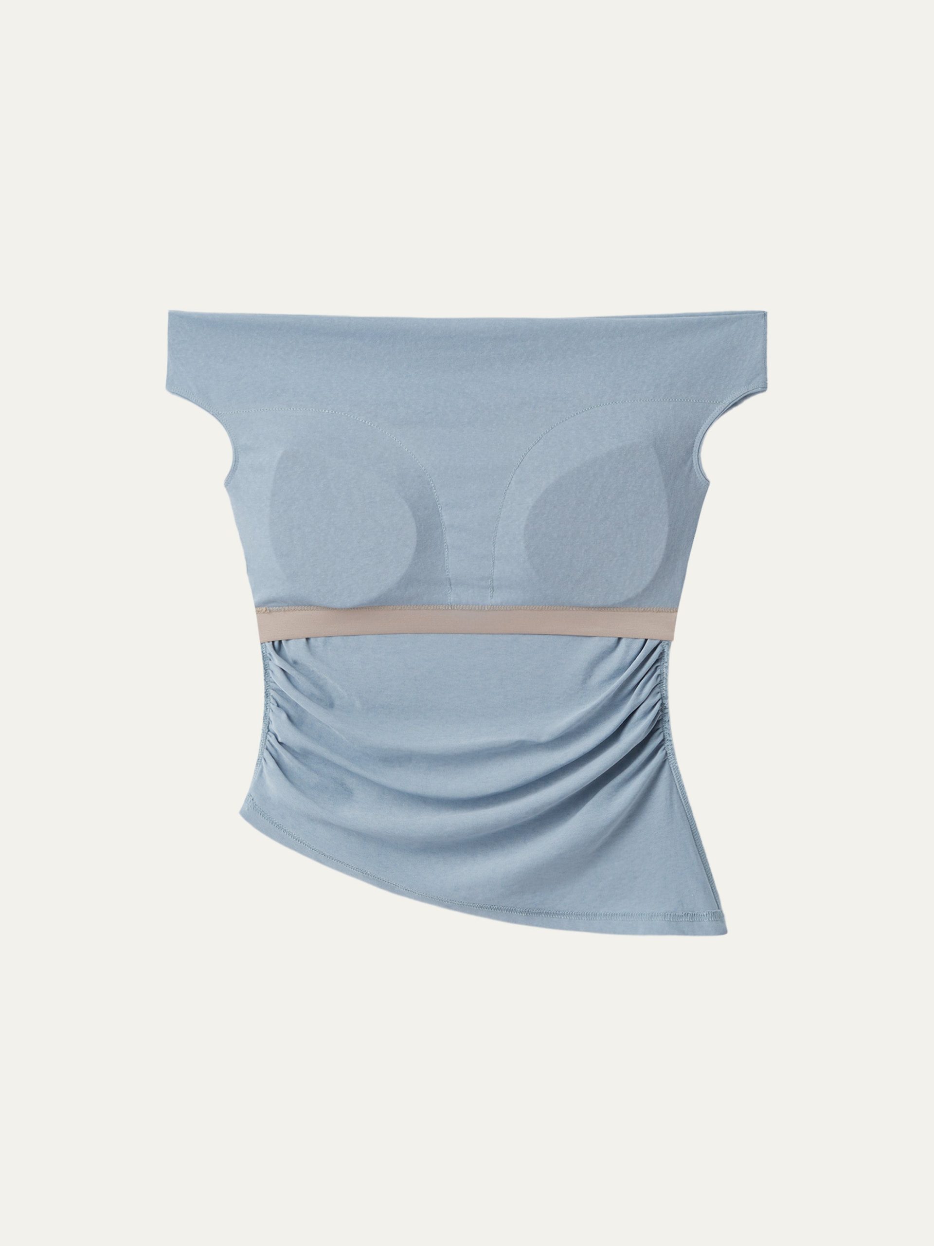 Off Shoulder Cotton-Linen Gathered New Airy Bra Tank - Image 10