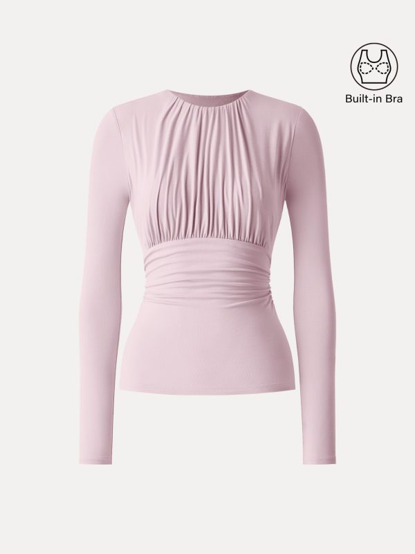SkinKiss Round Neck All-over Ruching Bra Top
